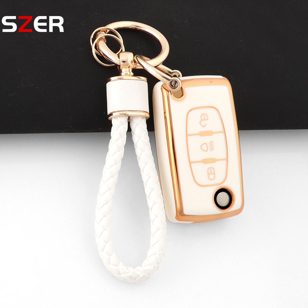 New Pink Tpu Car Key Case Cover Keychain Fob Shell For Citroen C2 C3 C4 C5 C6 Xsara Berlingo For Peugeot 207 307 308 407 607 807