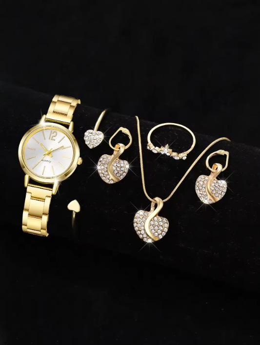 Trendy Roman Numerals Luxury Diamond-Encrusted Cuban Bracelet With Women'S Watch, Fashionable Hip-Hop Steel Watch