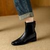 Retro Autumn and Winter New Rear Zipper Martin Boots Women's Thick Heel Versatile Soft Leather Square Head Fashion Elastic Thin Short Boots