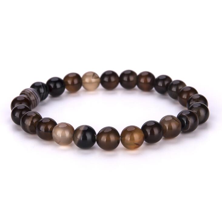 New Simple Style 8mm Gemstone Stretch Beaded Bracelet Men Women Natural Tiger Eyes Lava Onyx Stone Hand Accessories Pulseria