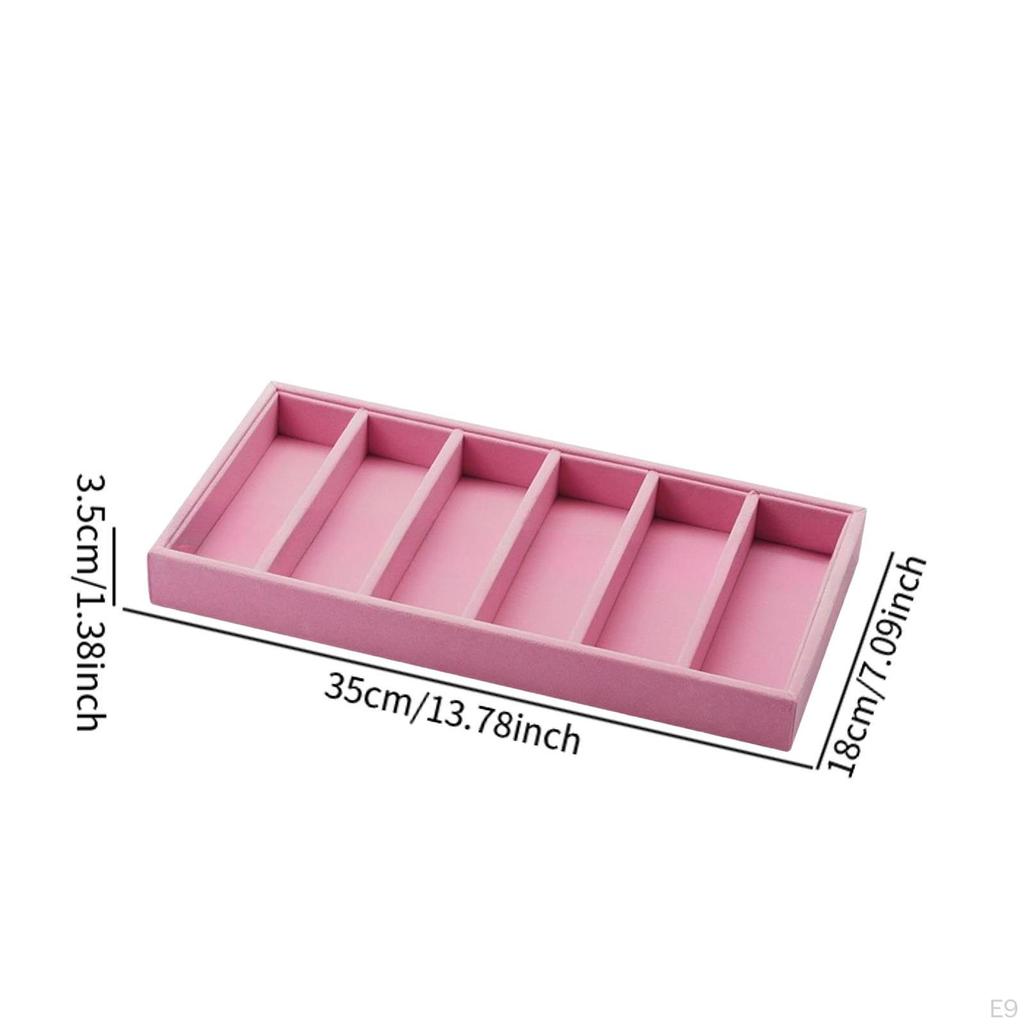 Eyeglass Display Tray, Frame Storage Box with Compartments, Velvet MDF, Secure for Valets,