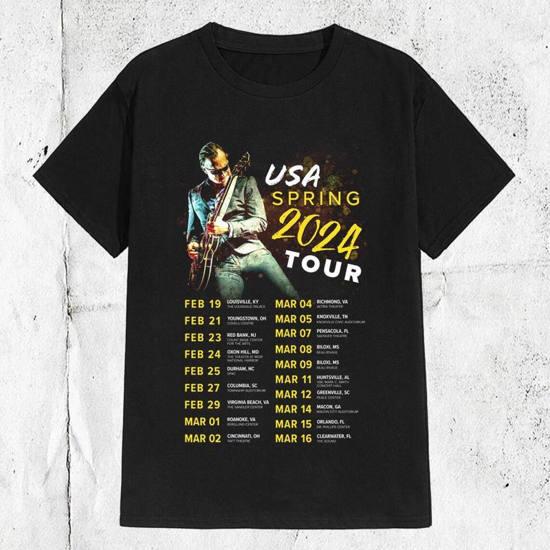 Joe Bonamassa USA Spring Tour 2024 T Shirt Full Size S 3XL S разноцветный
