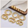18K Gold Plated Stainless Steel Hoop Earrings, Hypoallergenic Ball Studs For Multiple Piercing Stack Women 3pcs in One Set