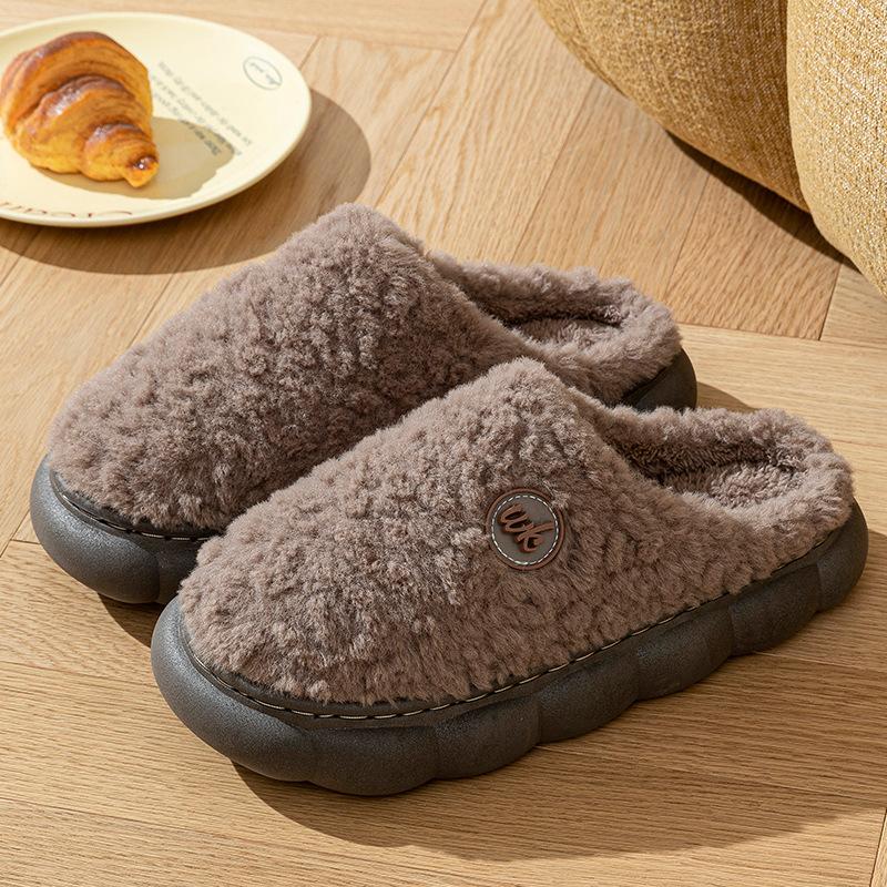 Cotton Slippers Home Autumn and Winter Couple Comfortable Platform Cotton Shoes Non-slip Piled Warm Wool Slippers Cotton Mop