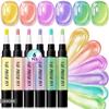 DIY Cat-Eye Magnetic Gel Nail Pen Nail Art Pen Gel Nail Pen Nail Brush 6-Color Set - Water-Based Manicure - No Lamp Required (Essential Set