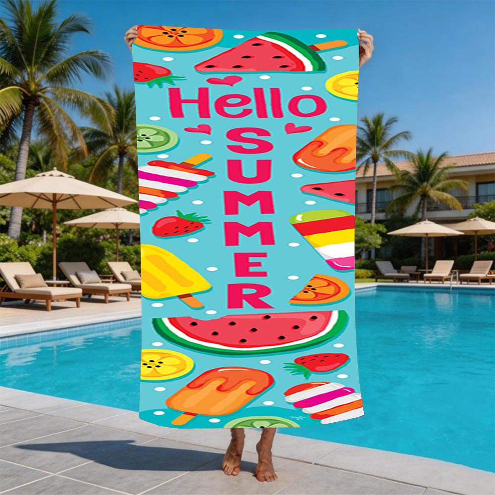 Smile Sun Hello Summer Watermelon Daisy Print Beach Towel Pool Towel Summer Holiday Swim Outdoor Picnic Travel Accessory
