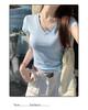 Black V-Neck Slim Fit Short-Sleeve T-Shirt for Women - Stylish Summer Top