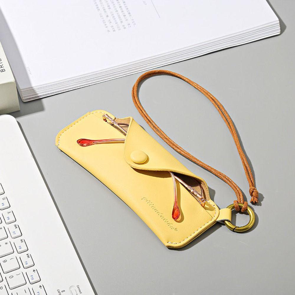 Hanging Neck Sunglass Organizer PU Leather Sunglasses Bag Fashion Eyeglasses Holder  Men