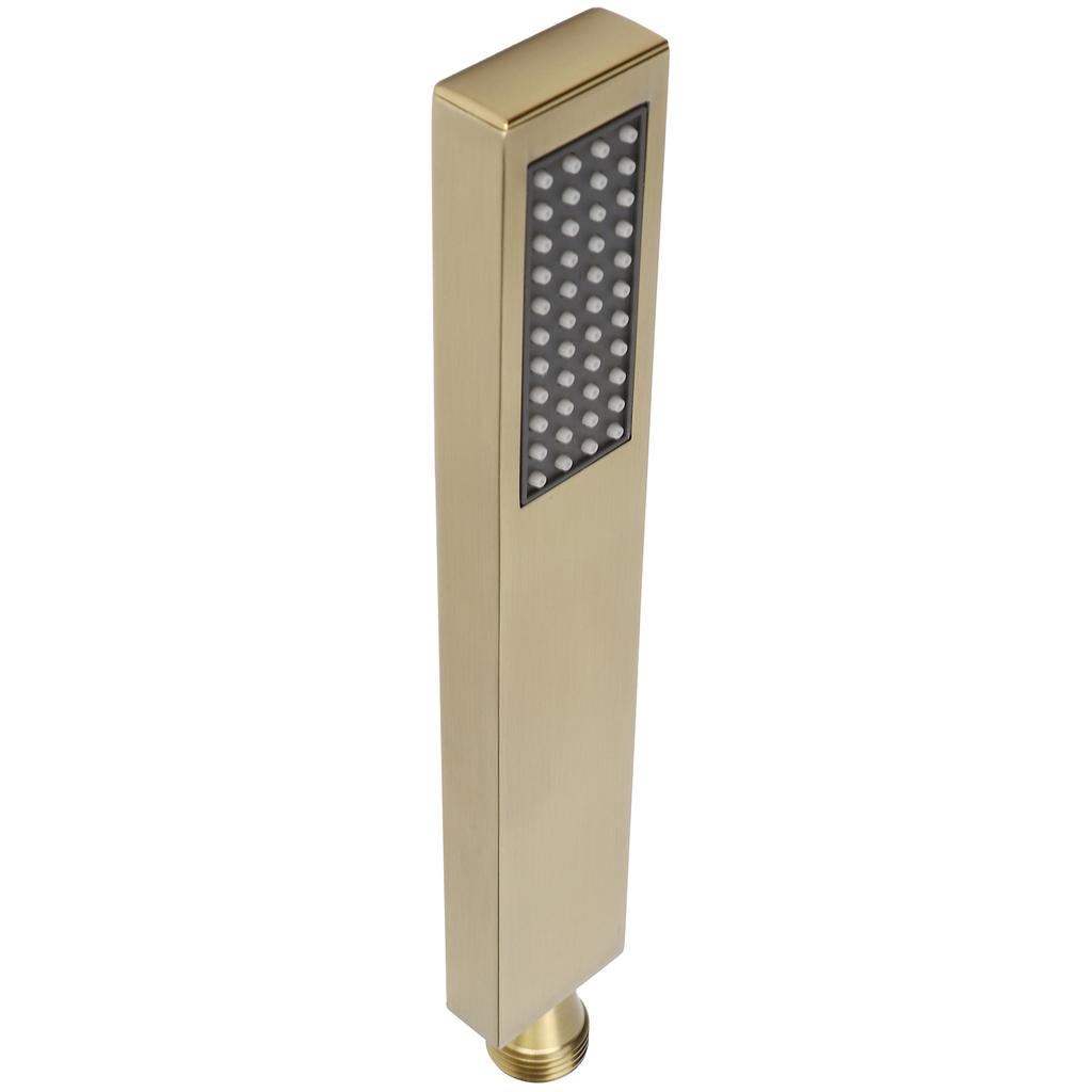 G1/2 Flat   Shape Shower Hd HandHeld Full Copper Shower Sprayer for Bathroom(Brushed Gold )