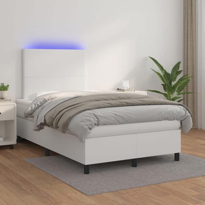 Maison Exclusive - Sommier à lattes de lit avec matelas et LED Blanc 120x200 cm