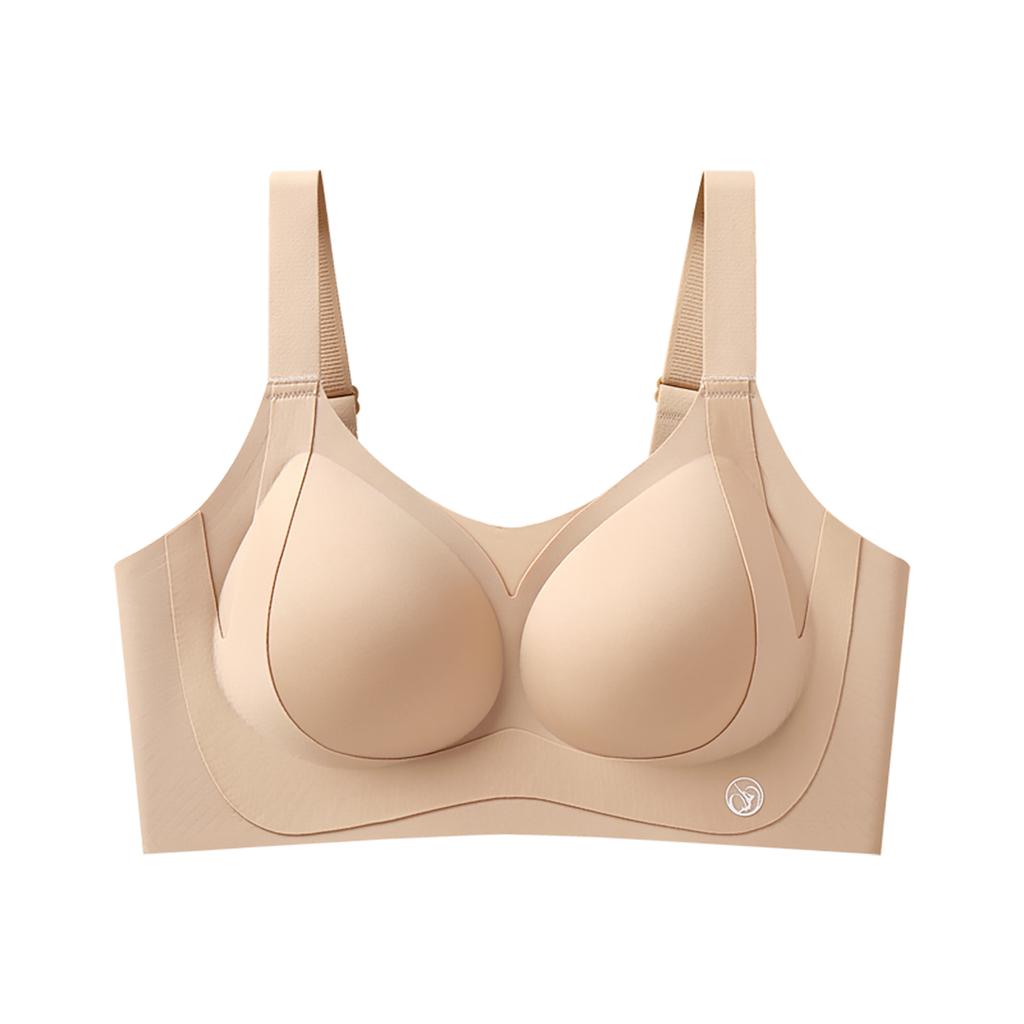 Oudifen Full Cup Gathered Side Cinched Accessory Breast Anti-Sagging Large Chest Showing Small Chest Without Steel Ring Adjustment Type Seamless Bra