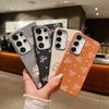 Pink Bowknot Print Matte Slim Case For Samsung S25 Ultra S24 FE S23 S22 A56 A36 A16 A55 A15 A35 A26 Leather Texture Soft TPU Shockproof Phone Cover