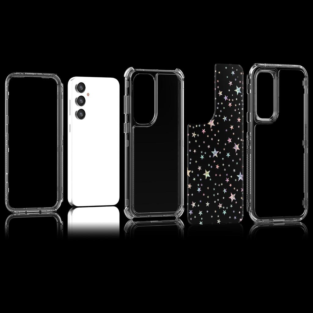 For Samsung Galaxy S24 FE Case Clear Acrylic TPU Hybrid Phone Cover with Laser-printed Film