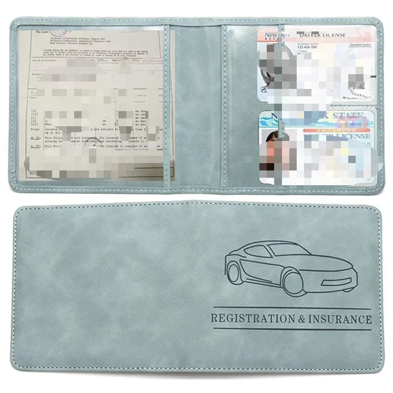 Estuche para seguro de matrícula de coche, funda para carnet de conducir, funda de cuero para documentos de coche, bolsa para guardar carnet de conducir, tarjetero