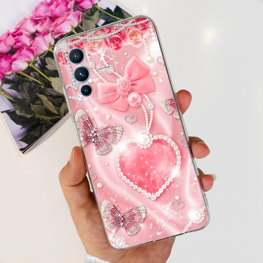 For Vivo V23 Pro V2132 Case For Vivo V23 5G V2130 V2303 Cover Fashion Flower Clear Silicone Phone Case For Vivo V23e V 23 Bumper