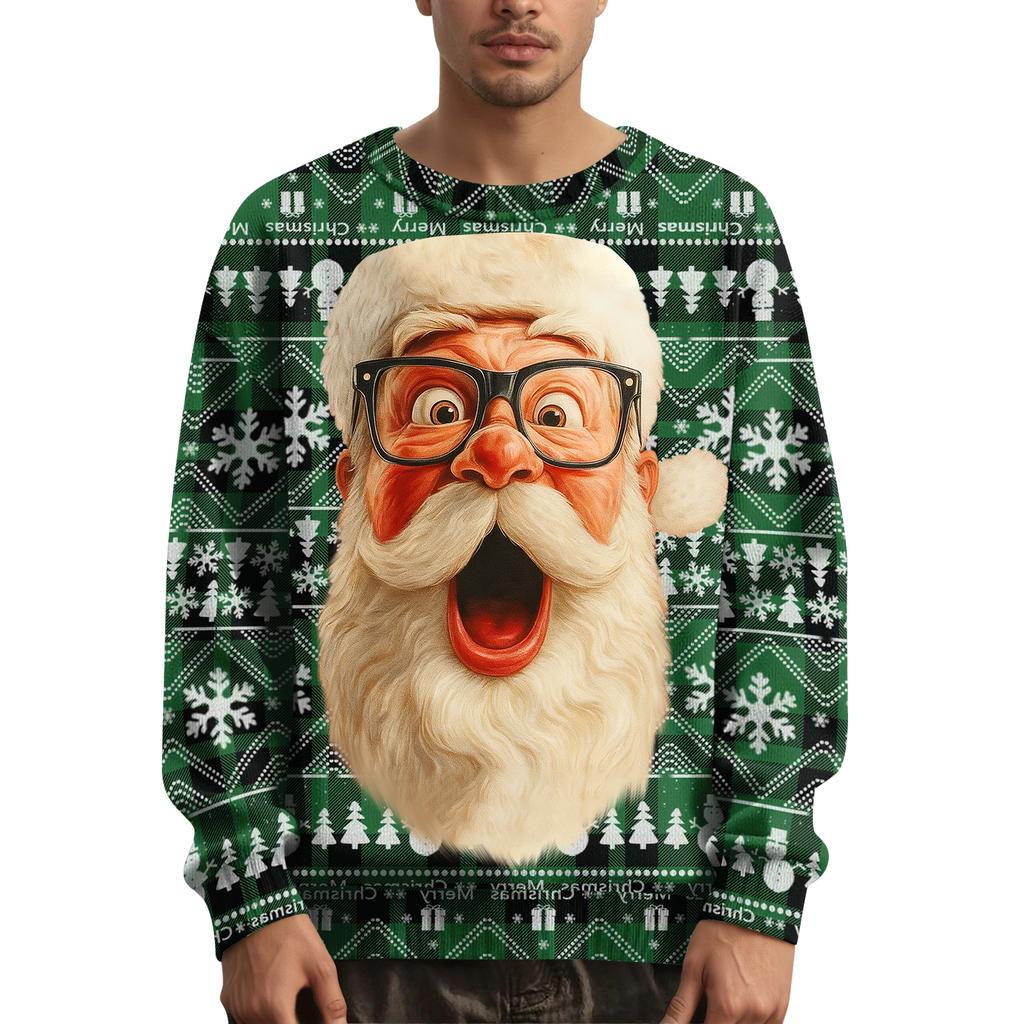 Herren Weihnachts Pullover mit bedrucktem Kragen