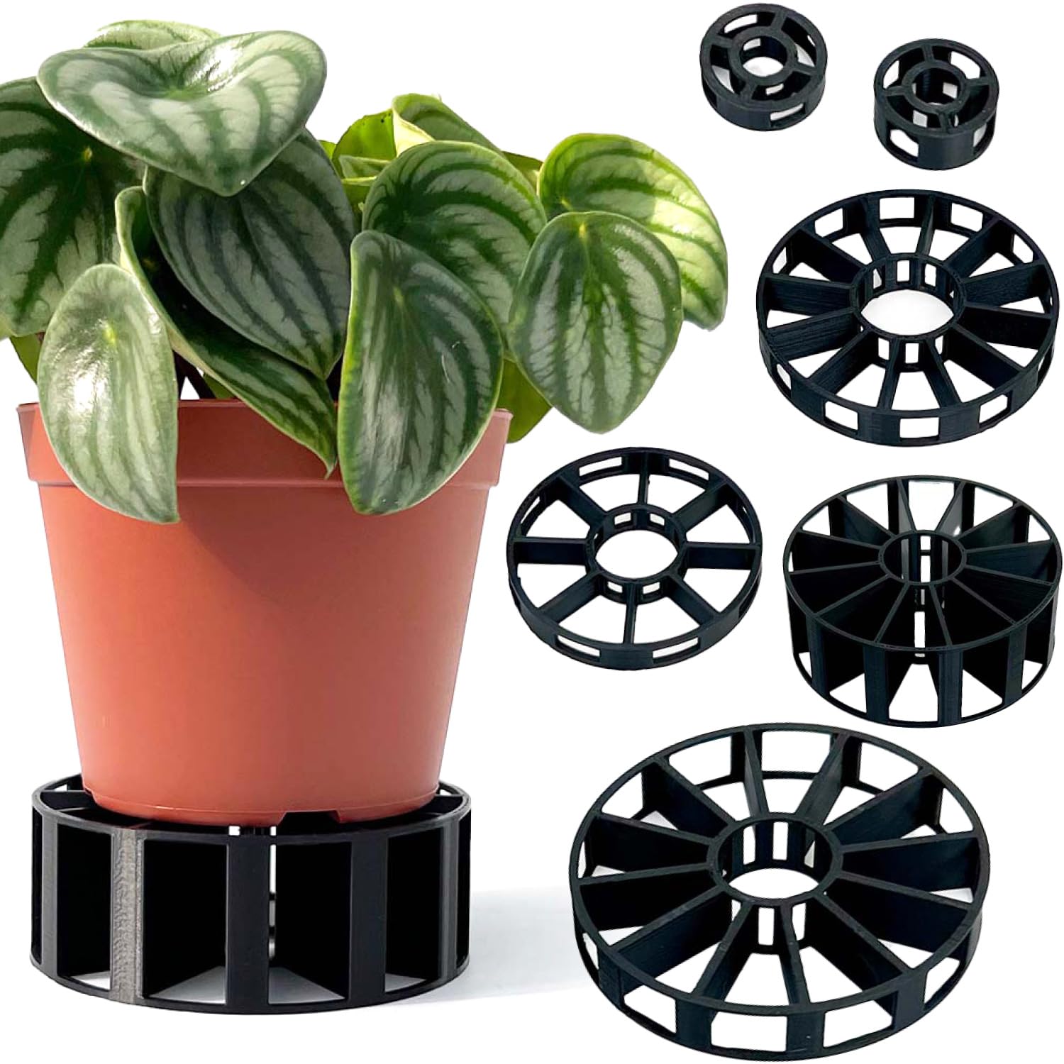 

Диаметр 15 см Высота 5 см Крышка для горшка Инакоугей Поднятое дно Регулировка высоты горшка Предотвращение гниения корней Диаметр Высота Улучшенная воздухопроницаемость Здоровый чёрный
