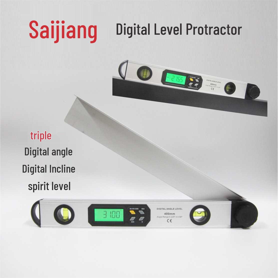 225° Digital Angle Ruler & 400mm Level with Magnetic Aluminum Alloy Inclinometer