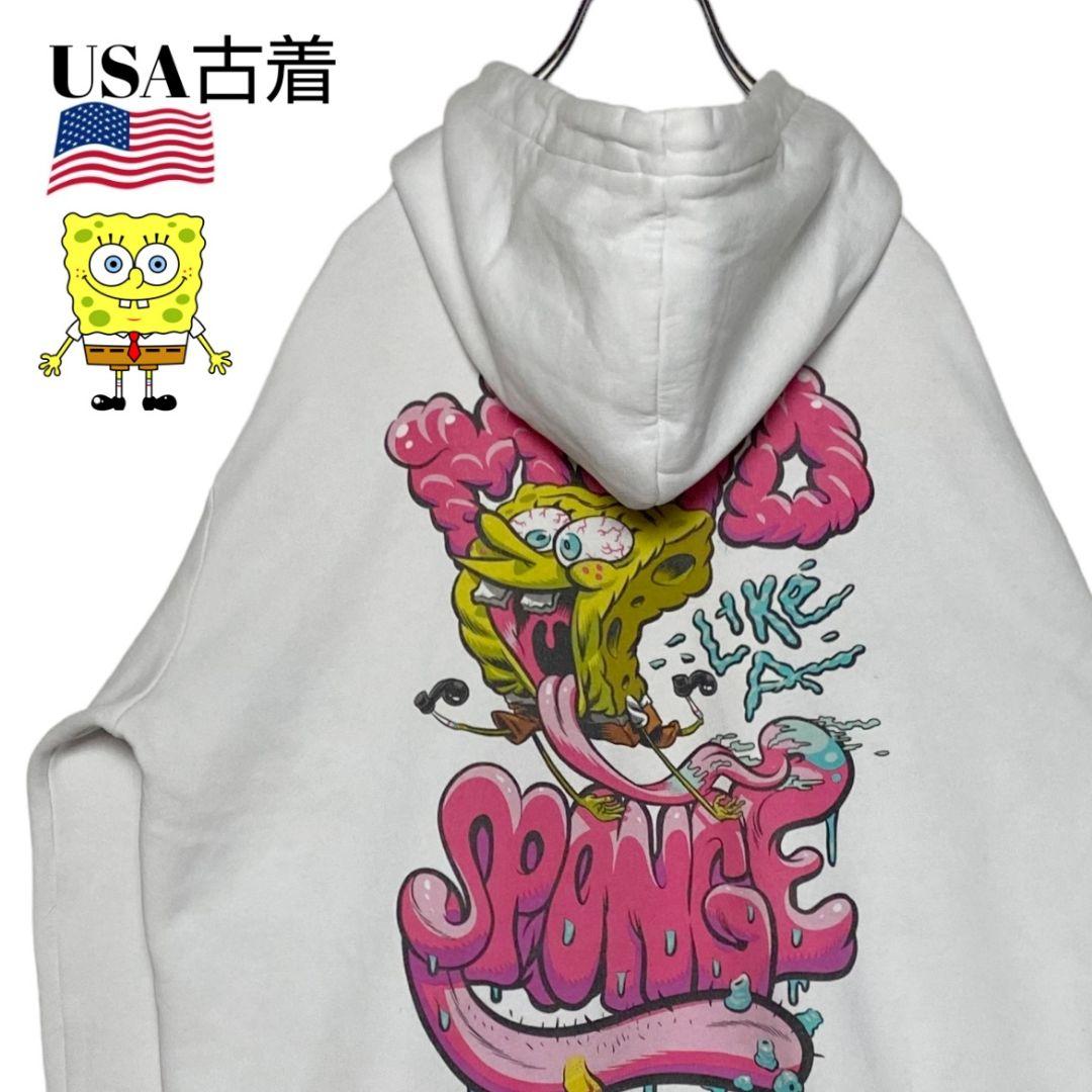 

[USED] Vintage USA Spongebob Squarepants White XL Anime Character Sweatshirt (Y2K)