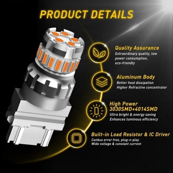 AUXITO 3157 3156 Amber LED Turn Signal Parking Light Bulbs Error Free 2F EOA