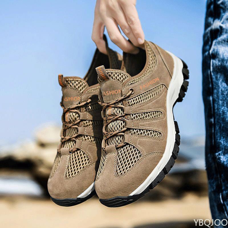 Trendy Men's Summer Mesh Breathable Casual Sports Shoes with Hollowed Out Mountaineering Anti Slip Water Wading Vulcanized Shoes