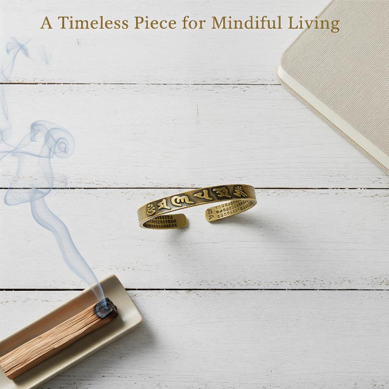 Messing Armbånd Metal Figur Vintage Hjerte Sutra Sutra Armbånd Massiv Messing Stue Dekoration