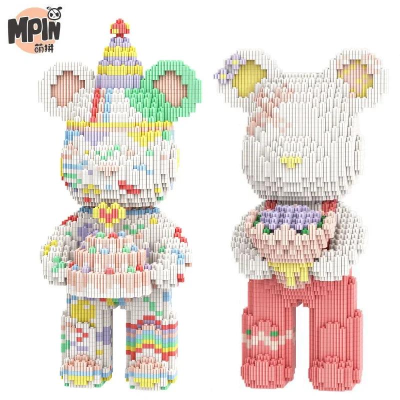 46cm Fluid Art Bear Building Blocks Kawaii Violent Bear Half Anatomy Bear Brick Figure Model Mini Bricks Toys for Birthday Gift