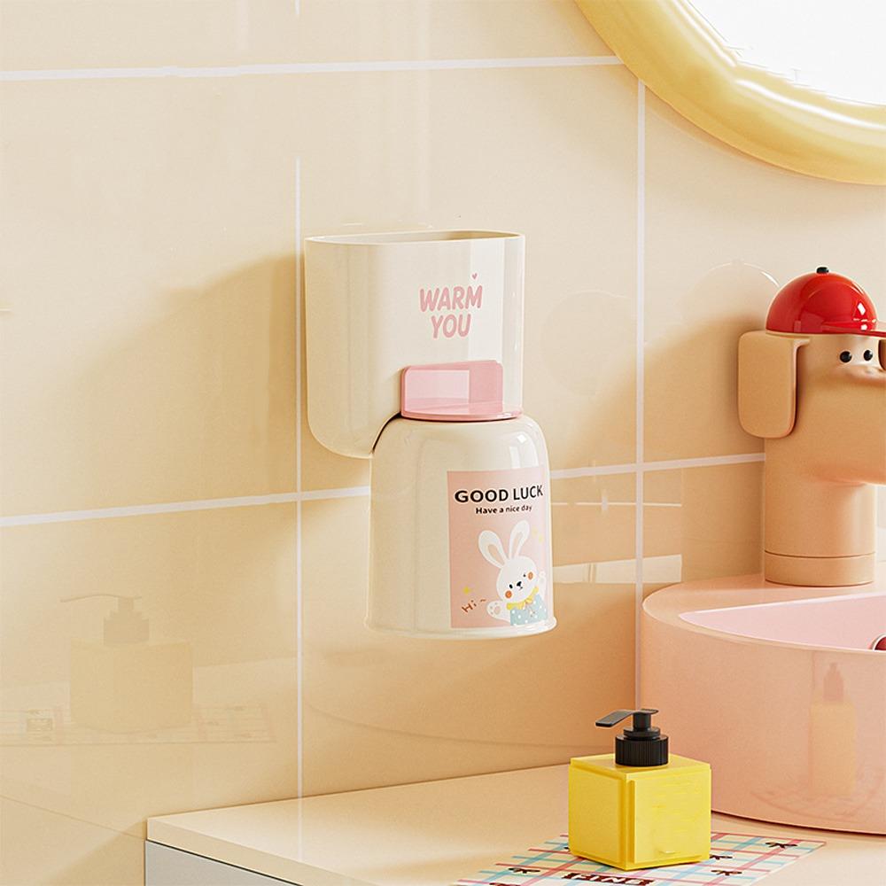 Süßer Wandmontierter Zahnbürstenhalter Stanzfreier Zahnpastaklip Mundspülbecher-Haken Badezimmer