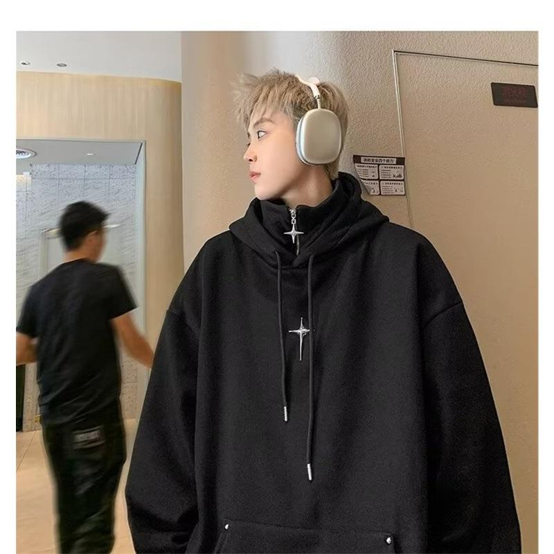 Fleece Lined Zip Up Hoodie Men's Oversized Warm Sweatshirt Winter Casual Jacket