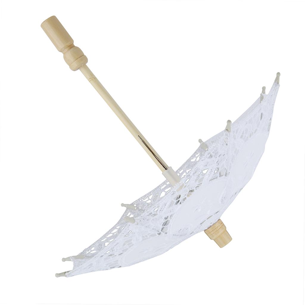 Braut Regenschirm Spitze Baumwolle Stickerei handgemachte Sonnenschirm Regenschirm Hochzeit Versorgung(Weiß )