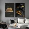 Modern Home Furnishing Black Skin Women Gold Makeup Shape Oil Painting Wall Art Poster Print Bedroom Living Room
