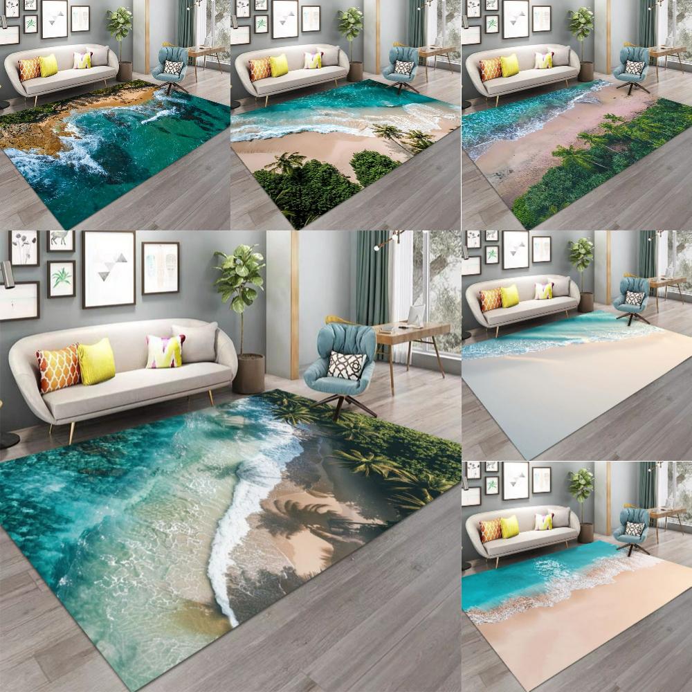 Beachside Beach Scenery Carpet for Living Room Sofa Rug Home Decor Bedroom Bedside Rug Lounge Hallway Floormat Christmas Gifts