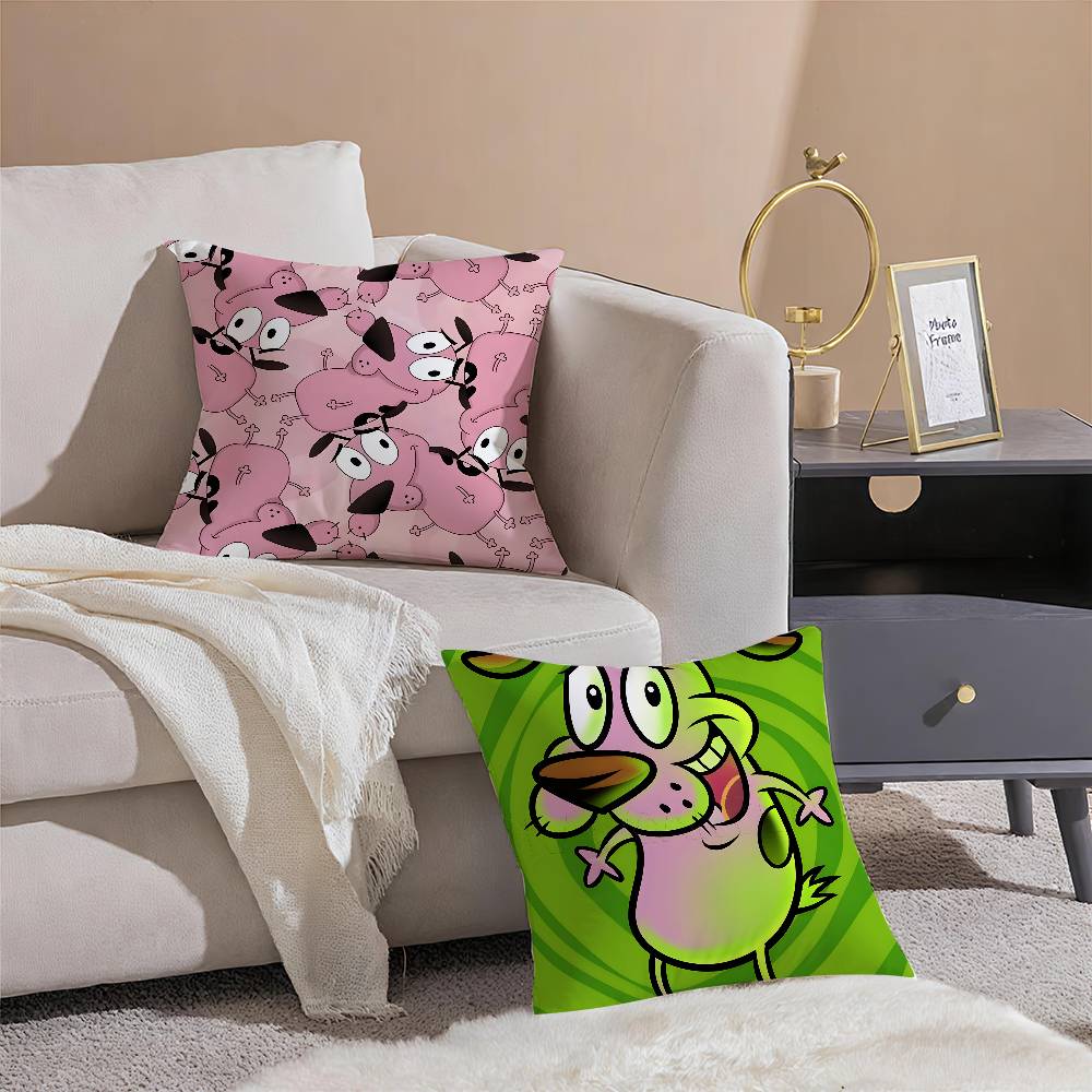 Funny Cartoon Courage the Cowardly Dog-D Pillow Case Silky elegant Comfort Sofa Bed  Invisible zipper Beach pillowcase