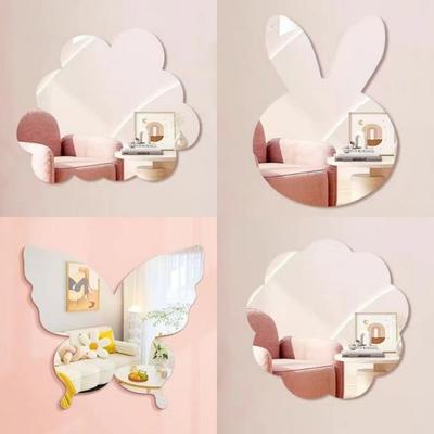 Cartoon Rabbit Shape Acrylic Mirror Sheet DIY Self Adhesive Makeup Mirror Decor Girls Gifts Shatterproof Mirror Tiles Bathroom