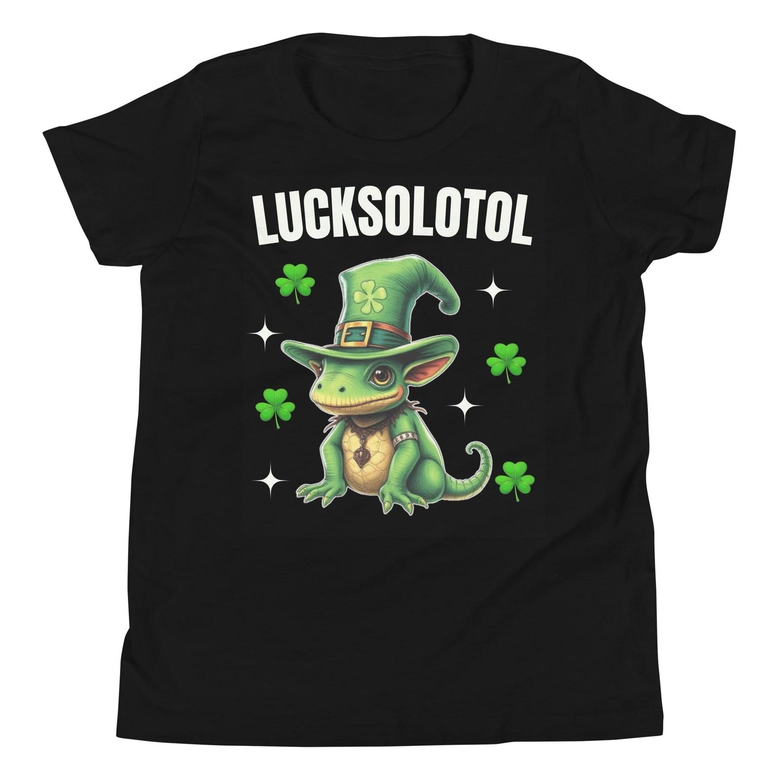 Lucksolotol Axolotl St. Patricks Day Boys Girls Kids Youth Short Sleeve T-Shirt 130