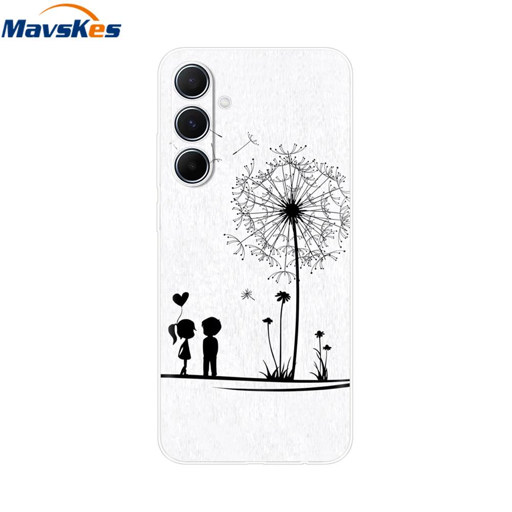 For Samsung Galaxy M35 5G Case Cute Cat Flower Painted Phone Cases For Samsung M35 Case M 35 SM-M356B Silicone Clear TPU Fundas