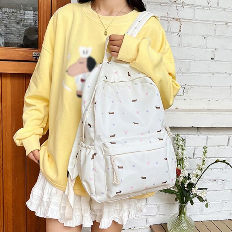 Japanese Styles Backpack for Girl Lovely Dogs Backpack Large Capacity Daypacks Travel Backpack Student School Bag