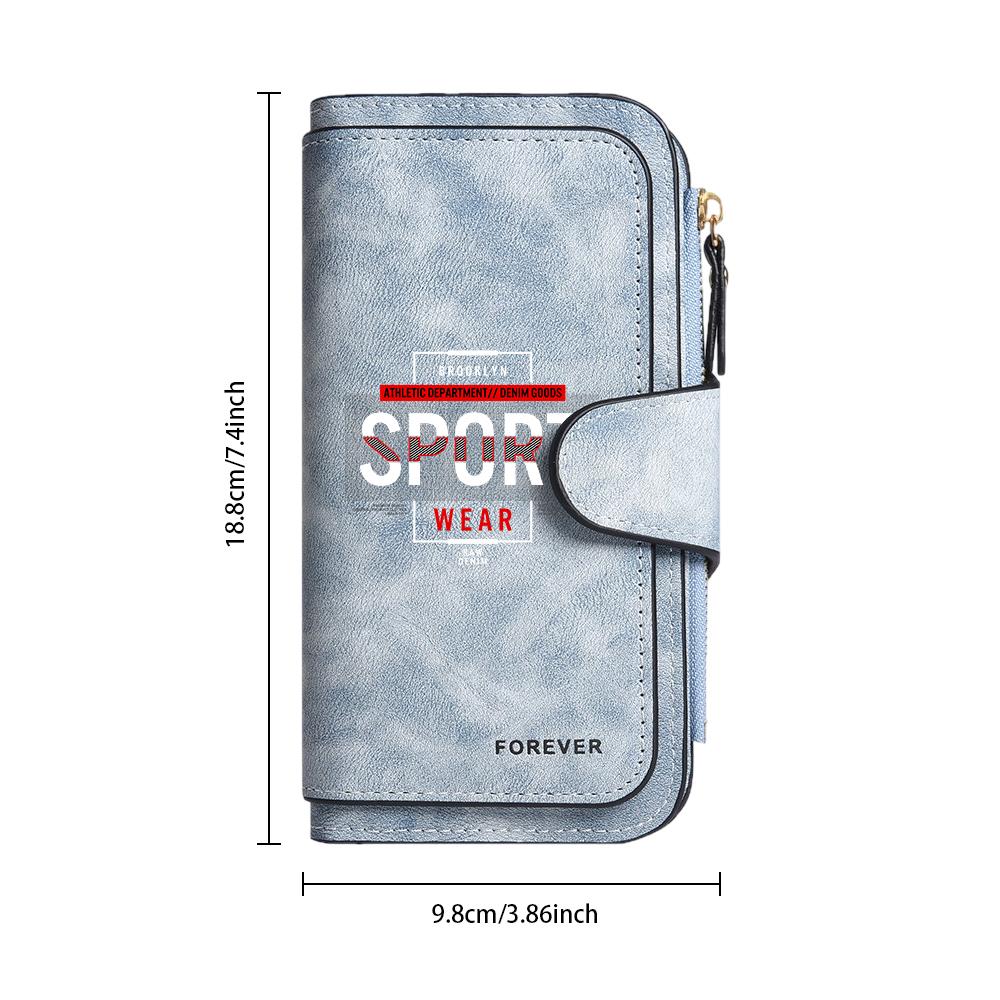 Fashion Sporty Printed Long Wallet Multifunctional Portable Leather Purse for Daily Use