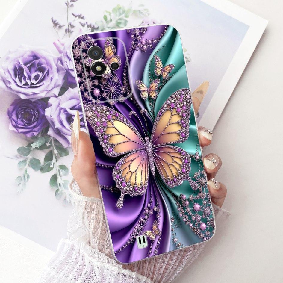 For Realme Narzo 50i Case RMX3235 Fashion Butterfly Soft Clear Silicone Protect Cover For Realme Narzo 50A RMX3430 Narzo50A Capa