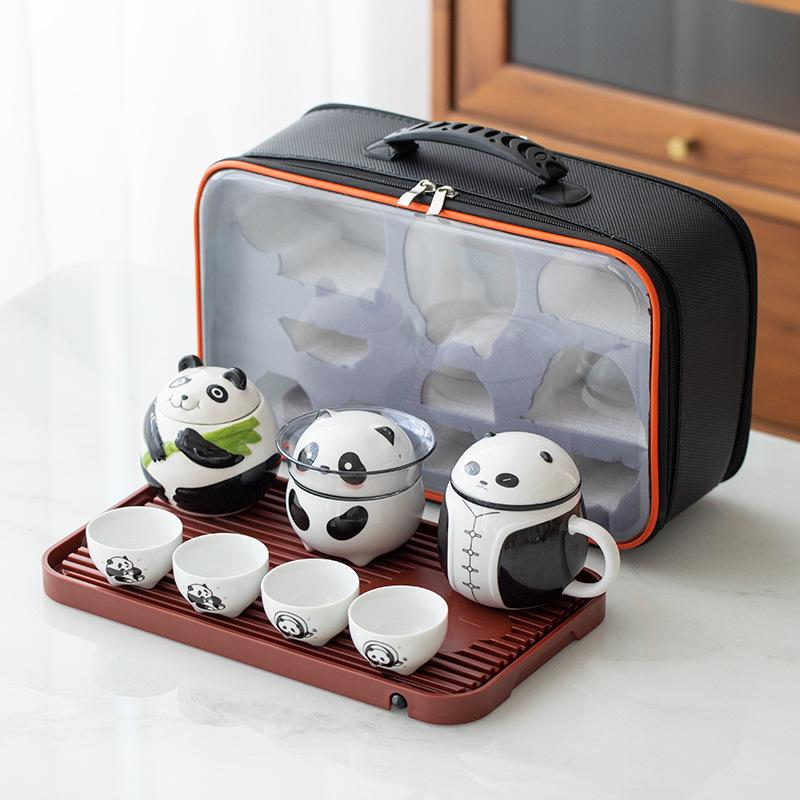 Ceramic Kung Fu Impression Panda Travel Tea Set Business Enterprise Company Merchandise Festival Creative High-end Gifts