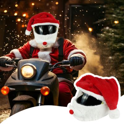 Capa de Capacete de Moto de Natal Pelúcia Capa de Capacete Facial Completo Engraçada Chapéu de Papai Noel de Natal para Homens Mulheres Andar de Moto Esqui