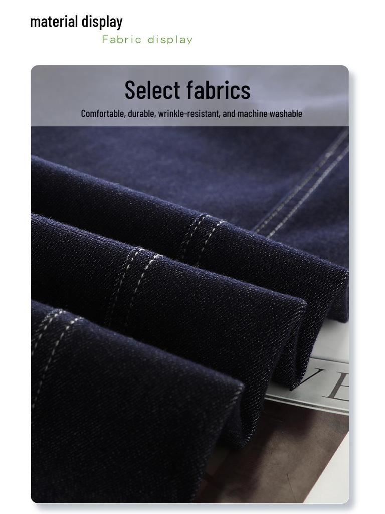 Damskie jeansy retro w kolorze ciemnoniebieskim z wysokim stanem - Nowość Wiosna i Jesień 2025 Wyszczuplający fason z prostymi nogawkami