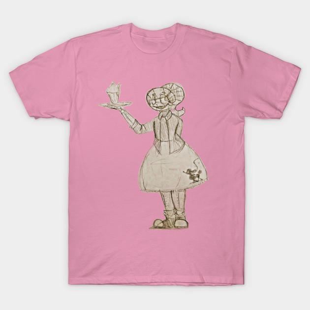 T Shirt Women Fifties Robot Waitress Harajuku Print Kawaii Tshirt Summer Short Sleeve Female T-Shirt Top Tee