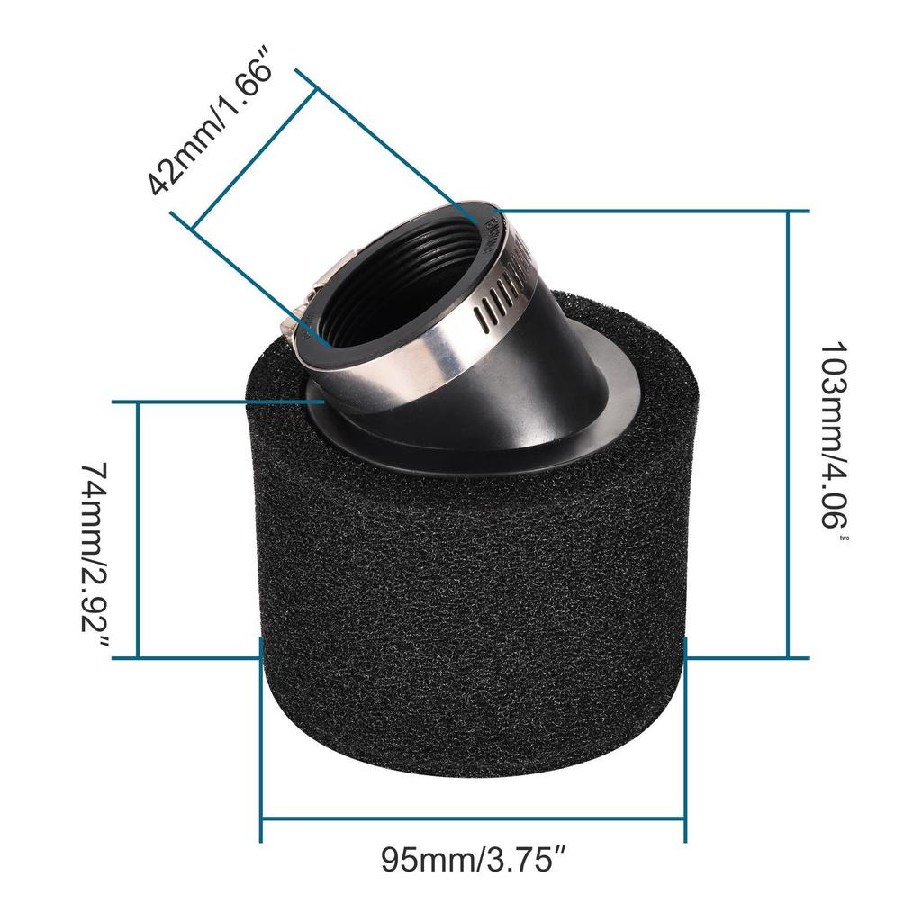 Black Beveled 42MM Air Filter for 50-125cc Four-stroke Motorcycle/ATV Off-road Vehicle