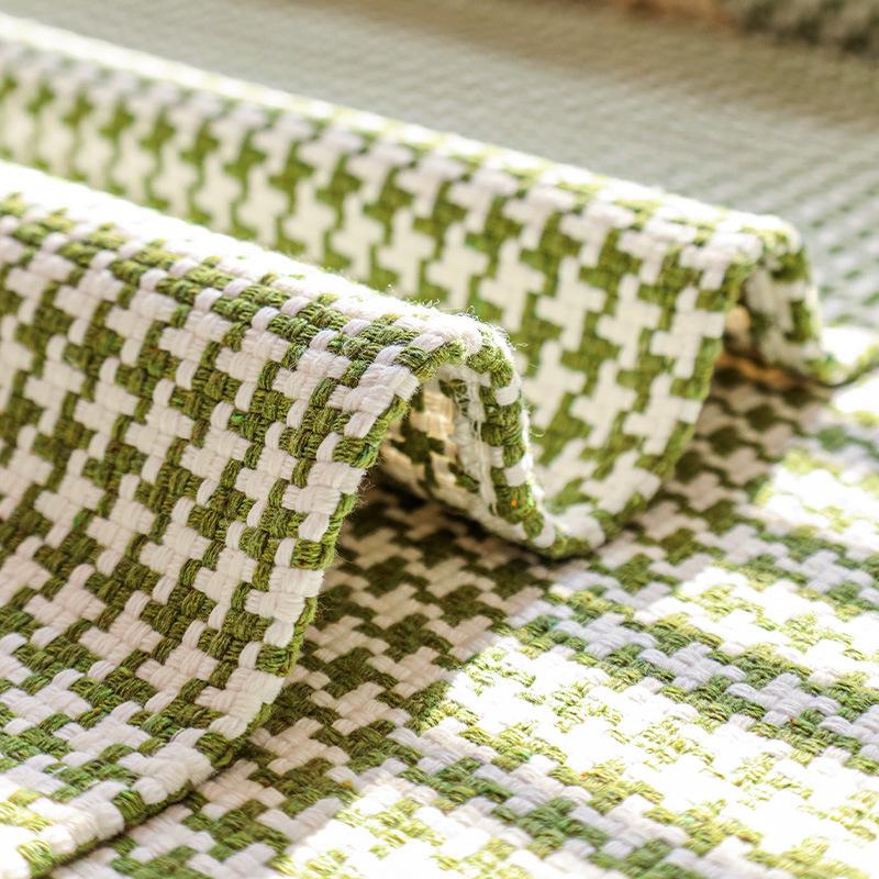 New Thousand Bird Grid Cotton Linen Sofa Cover Couch L Shaped Combination Furniture Anti-slip Full Coverage Cushion Settee Towel