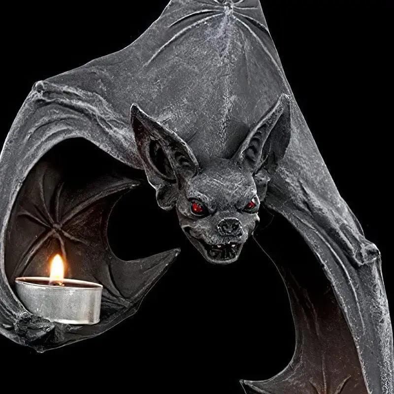 New Bat Wall Tealight Holder Halloween Candlestick Bat Statue Garden Hanging Candlestick Light Garden Home Halloween Decoration