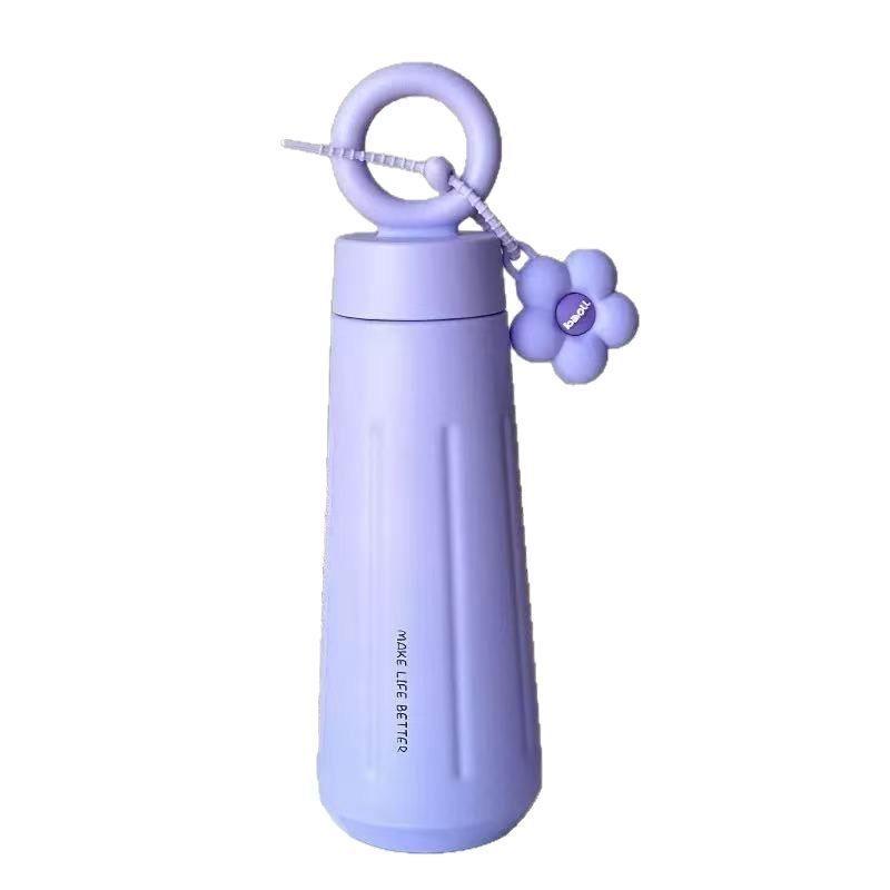 

Creative Petal Design Stainless Steel Insulated Water Cup with Pendant for Kids - Portable and Durable 450ML лаванды фиолетового