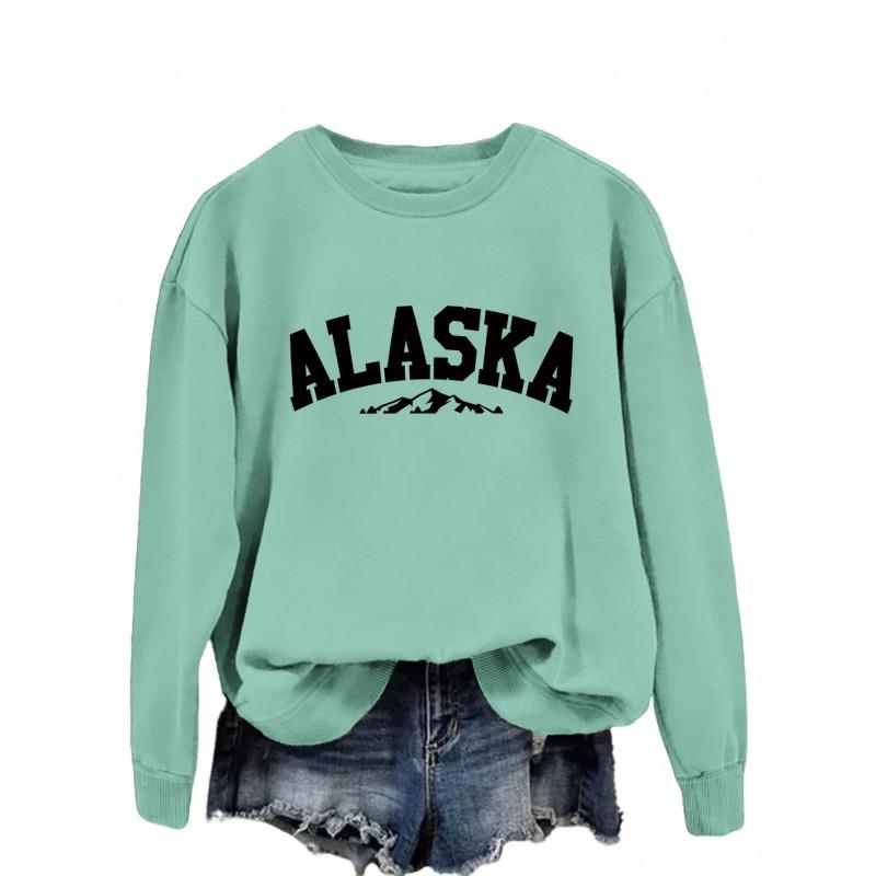 Womens Oversized Crewneck Long Sleeve Sweatshirt Casual Streetwear Printed Cotton Hoodie-Free Size S-XXL