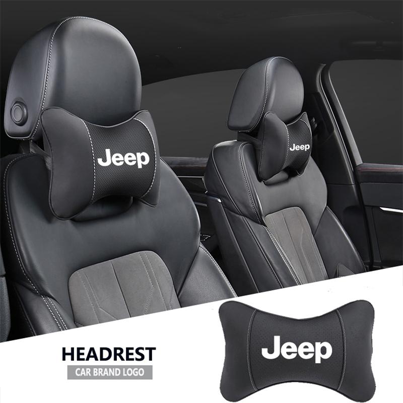 JEEP Car Seat Headrest Auto Logo Neck Pillow For Jeep Wrangler Rubicon Renegade Compass Grand Cherokee Patriot Liberty Gladiator