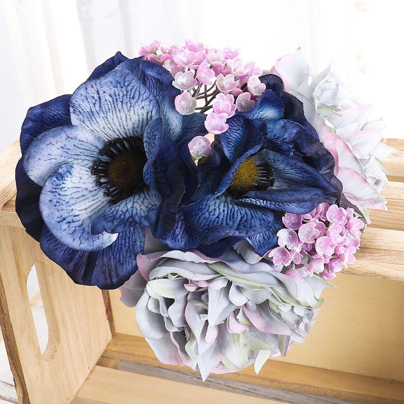 

Vibrant Bouquet Poppy Peony Gypsophila Simulation Flower Perfect For Stylish Home Decor And Photography синий